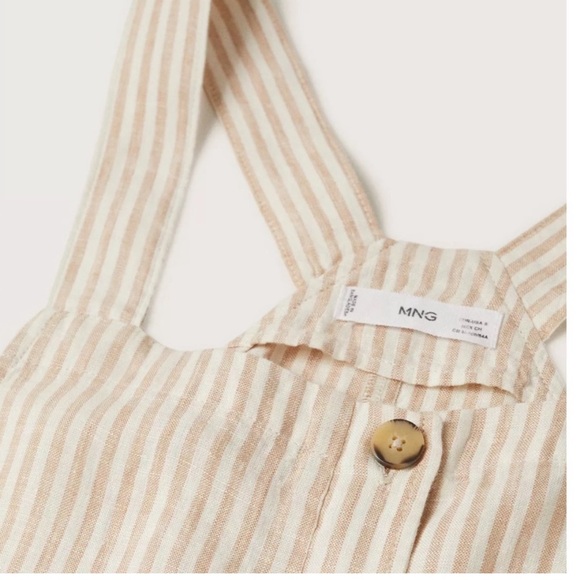 NWT MANGO Linen striped jumpsuit - Picture 2 of 3